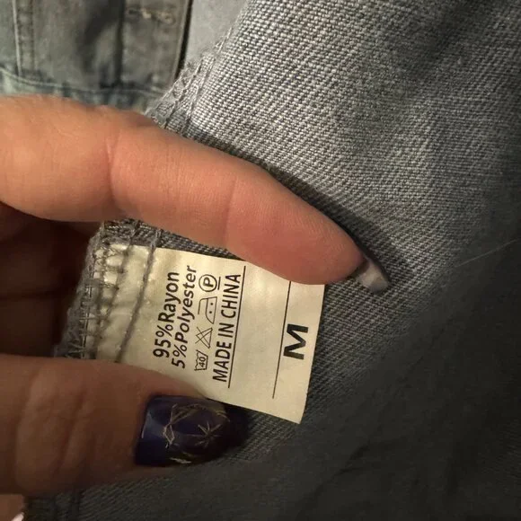 Womens Mens Denim Vest Oversized Blue Button Down Medium - Picture 3 of 4